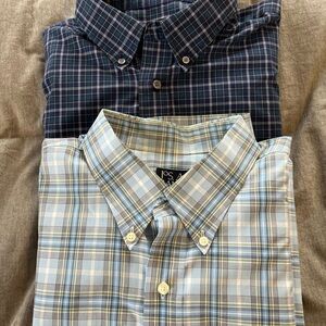 Jos. A. Bank travelers Men's Blue and white checkered Plaid Shirts xl